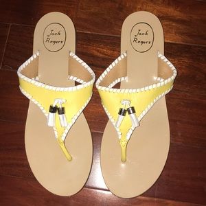 Yellow and white Jack Roger slip on